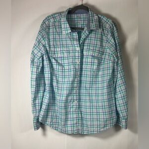 St. John's Bay Blue and Green Plaid Shirt